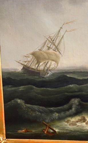 Tableaux et dessins Tableaux XVIIIe siècle - Côte dans la tempête - Atelier de Claude Joseph Vernet (1714 - 1789)